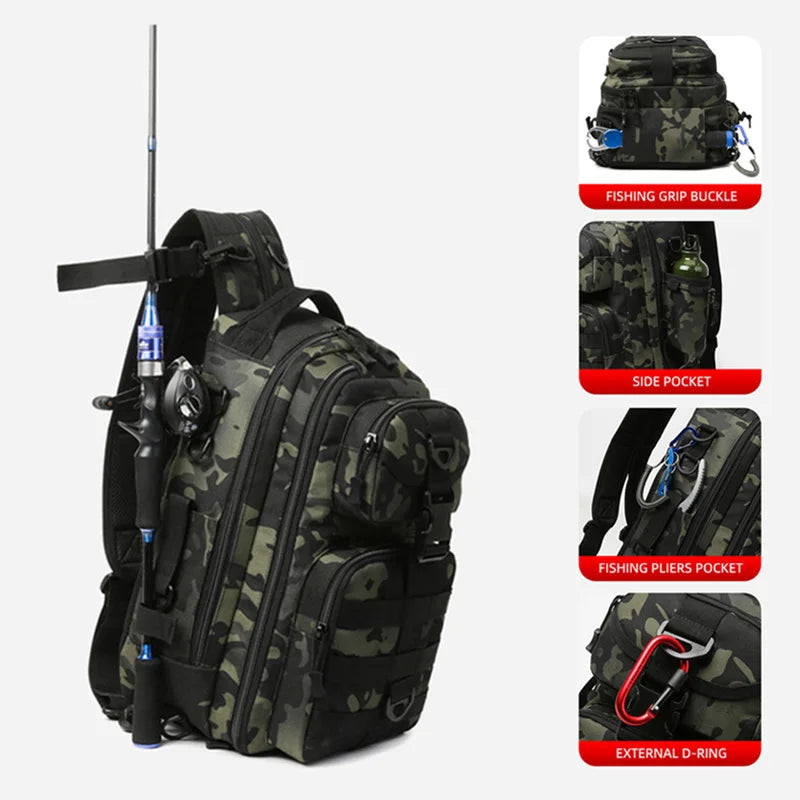 Climbing Backpack Men Fishing Gear Box Storage Lure Chest Bag Multifunction Tactical Outdoor Travel Camping Hiking Sling Bags