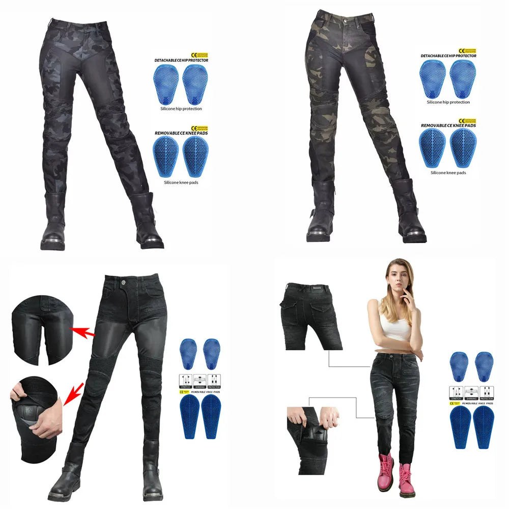 Camo Dual Spring Summer Riding Collection Women Moto Pants Classic Denim Motorcycle Female Pants Motocicleta Elastic Fit Jeans