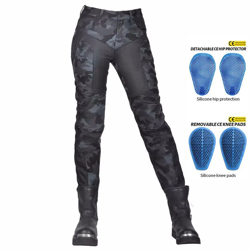 Camo Dual Spring Summer Riding Collection Women Moto Pants Classic Denim Motorcycle Female Pants Motocicleta Elastic Fit Jeans