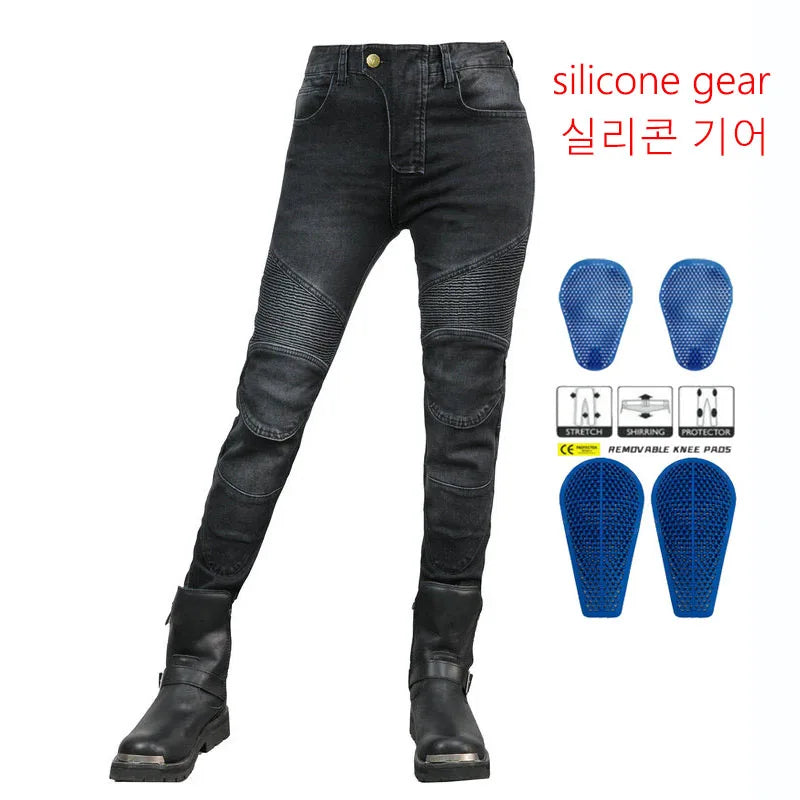 Camo Dual Spring Summer Riding Collection Women Moto Pants Classic Denim Motorcycle Female Pants Motocicleta Elastic Fit Jeans