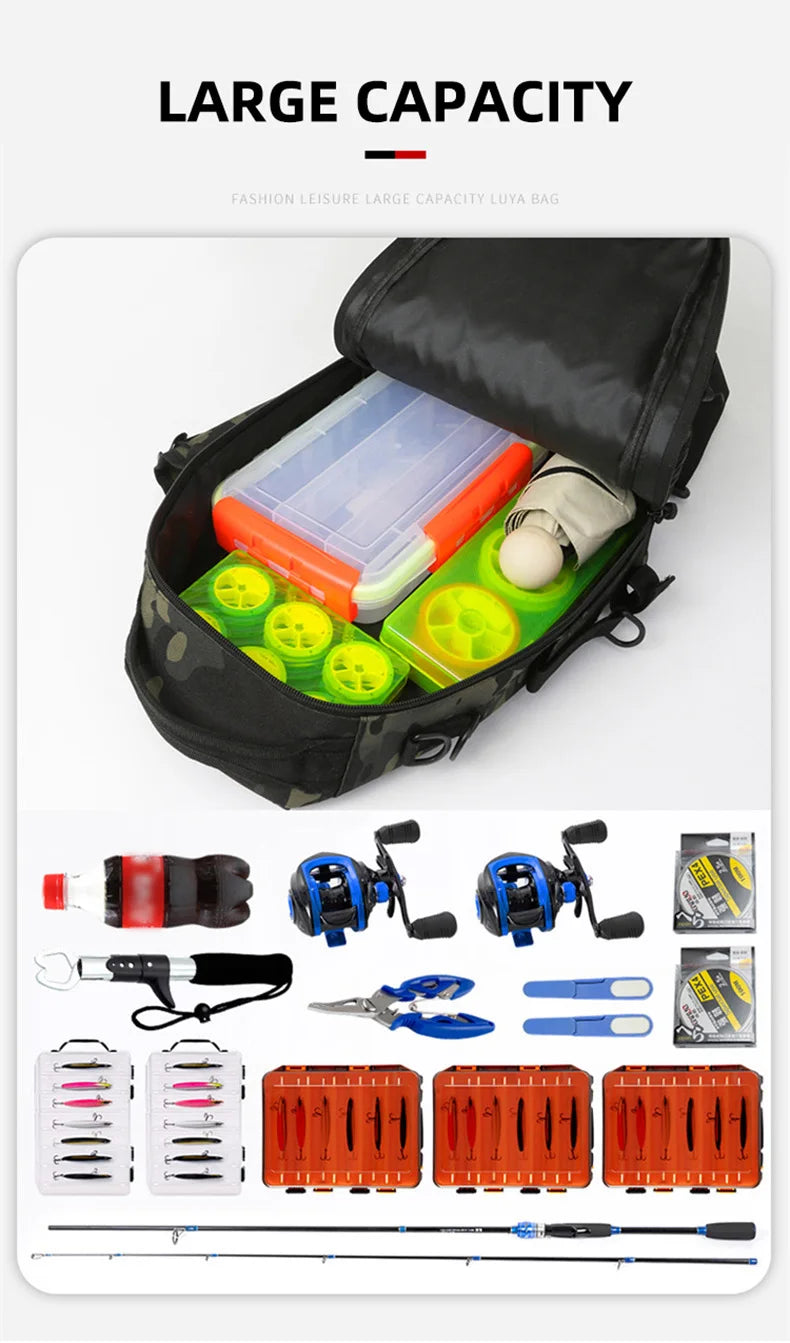 Climbing Backpack Men Fishing Gear Box Storage Lure Chest Bag Multifunction Tactical Outdoor Travel Camping Hiking Sling Bags
