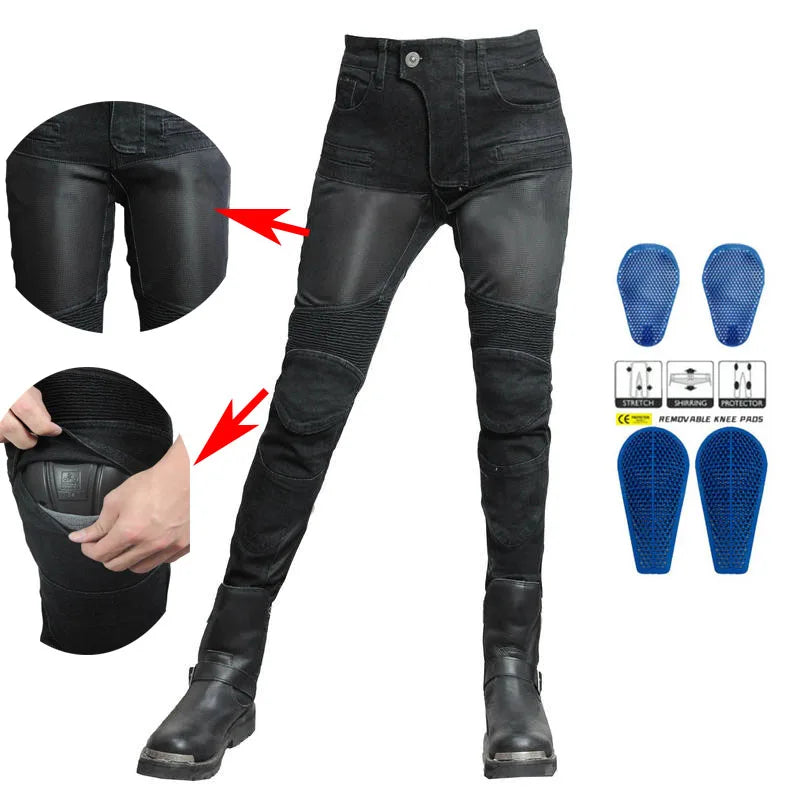 Camo Dual Spring Summer Riding Collection Women Moto Pants Classic Denim Motorcycle Female Pants Motocicleta Elastic Fit Jeans